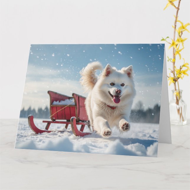 Samoyed Festivals Weihnachten Karte (Gelbe Blume)