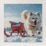 Samoyed Festivals Weihnachten Puzzle<br><div class="desc">Dieses festliche Design besticht durch den fröhlichen Geist der Urlaubssaison,  mit einem zauberhaften Hund. In einem Winterwunderland eingebettet,  mit einem geschmückten Weihnachtsbaum und wunderschön verpackten Geschenken. Schneeflocken fallen sanft ab und geben der Szene eine magische Touch,  während die lebhaften Farben der Feriendekorationen eine warme und fröhliche Atmosphäre schaffen.</div>