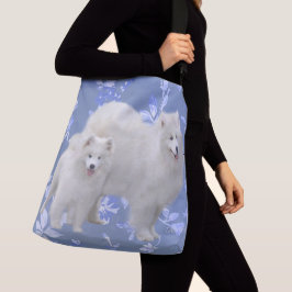 Samoyed ganz über Druck-Tasche - MED u. Lrg Tragetaschen Mit Langen Trägern