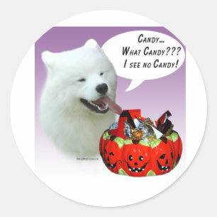 Samoyed Halloween Candy Runder Aufkleber