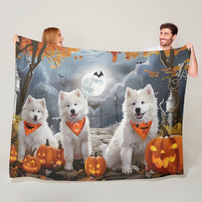 Samoyed Halloween Spooky Fleecedecke (Beispiel)