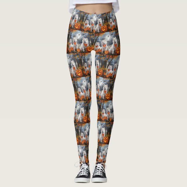 Samoyed Halloween Spooky Leggings (Vorderseite)