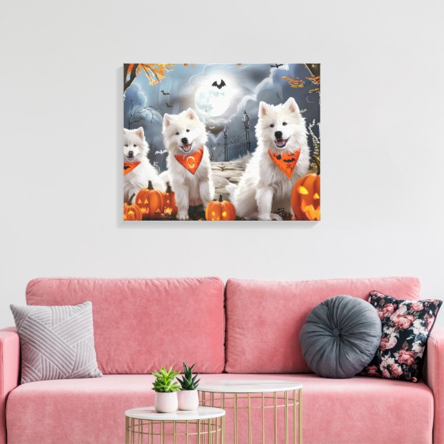Samoyed Halloween Spooky Leinwanddruck (Insitu (Wohnzimmer))
