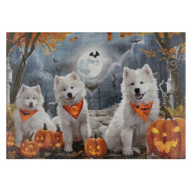 Samoyed Halloween Spooky Schneidebrett (Vorderseite)