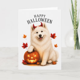 Samoyed Halloween Teufelshund Karte