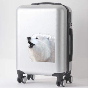 Samoyed Howl; Custom Cut Clear Vinyl Sticker XL