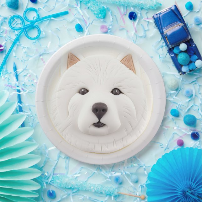 Samoyed Hund 3D Inspiriert Pappteller (Party)