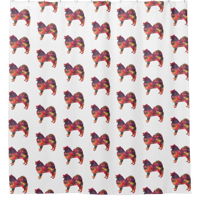 Samoyed Hund Geo-Silhouette Duschvorhang (Vorderseite)