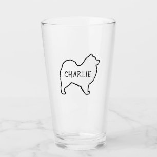 Samoyed Hund Silhouette Kontur Personalisiert Glas