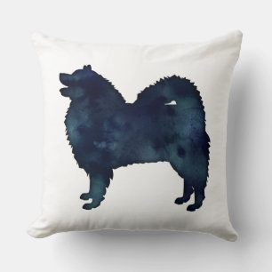 Samoyed Hunde Silhouette Schwarzes Wasser Kissen