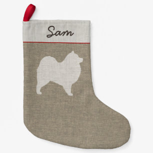 Samoyed-HundeSilhouette-personalisiertes Kleiner Weihnachtsstrumpf