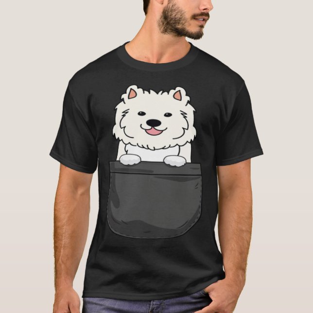 Samoyed in pocket  cute mom dad dog T-Shirt (Vorderseite)