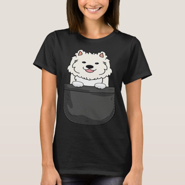 Samoyed in pocket  cute mom dad dog T-Shirt (Vorderseite)
