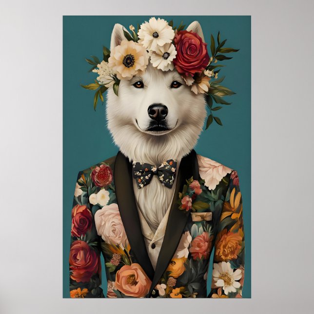 Samoyed In Suit Poster, Samoyed Portrait, Samoyed Poster (Vorne)