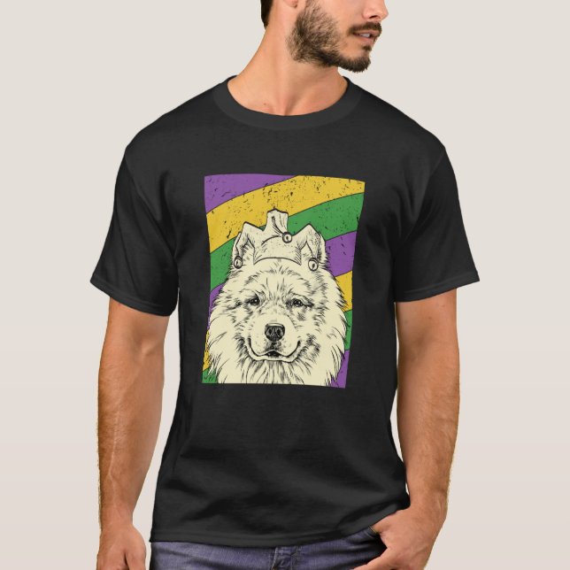 Samoyed Jester Mardi Gras Dog Mom or Dad T-Shirt (Vorderseite)