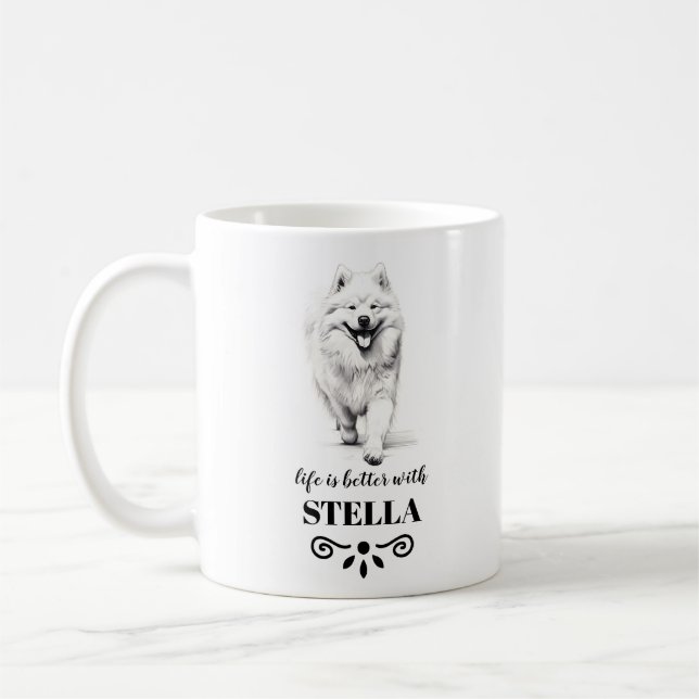 Samoyed Life ist besser mit dem benutzerdefinierte Kaffeetasse (Links)