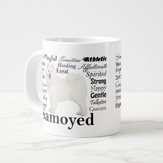 Samoyed-Merkmal-Tunnel-bohrwagenTasse Jumbo-Tasse (Vorderseite Links)