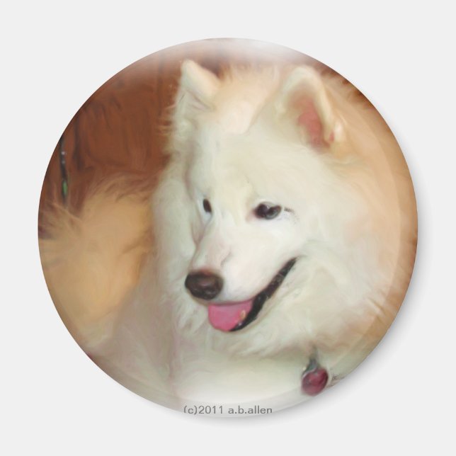 Samoyed mit Digital Oil Painting Effects Magnet (Vorne)
