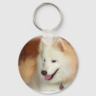Samoyed, mit digitalen Ölgemäldeeffekten, wichtigs Schlüsselanhänger