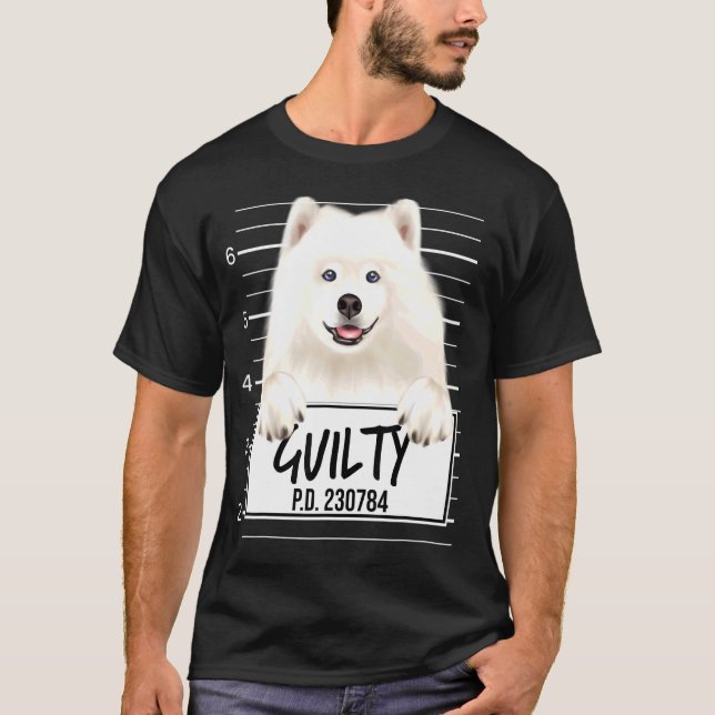 Samoyed Mugshot Guilty Dog T-Shirt (Vorderseite)