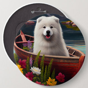 Samoyed on a Paddle: Ein Landschaftliches Abenteue Button
