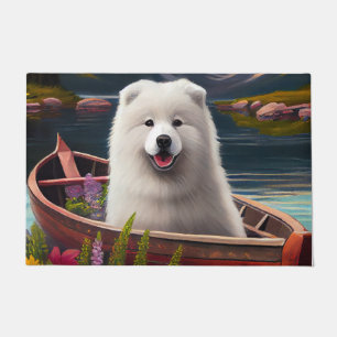 Samoyed on a Paddle: Ein Landschaftliches Abenteue Fußmatte