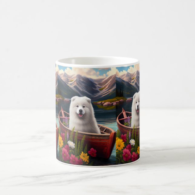 Samoyed on a Paddle: Ein Landschaftliches Abenteue Kaffeetasse (Mittel)