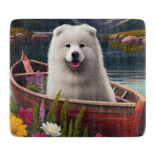 Samoyed on a Paddle: Ein Landschaftliches Abenteue Schneidebrett