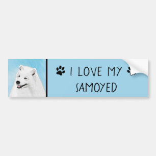 Samoyed Painting - Niedliche Original Dog Art Autoaufkleber