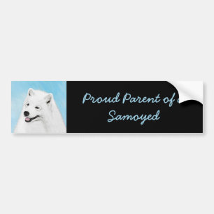 Samoyed Painting - Niedliche Original Dog Art Autoaufkleber