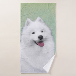 Samoyed Painting - Niedliche Original Dog Art Badhandtuch Set