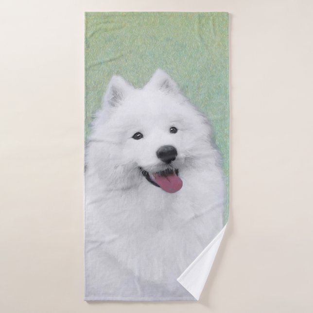 Samoyed Painting - Niedliche Original Dog Art Badhandtuch Set (Badehandtuch)