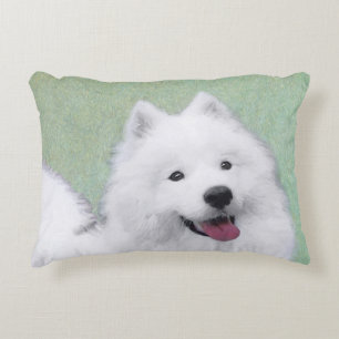Samoyed Painting - Niedliche Original Dog Art Dekokissen
