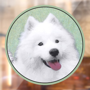 Samoyed Painting - Niedliche Original Dog Art Fensteraufkleber