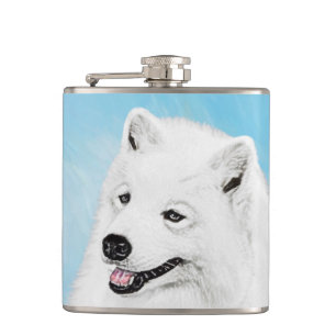 Samoyed Painting - Niedliche Original Dog Art Flachmann