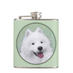 Samoyed Painting - Niedliche Original Dog Art Flachmann