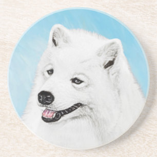 Samoyed Painting - Niedliche Original Dog Art Getränkeuntersetzer