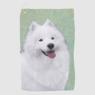 Samoyed Painting - Niedliche Original Dog Art Golfhandtuch