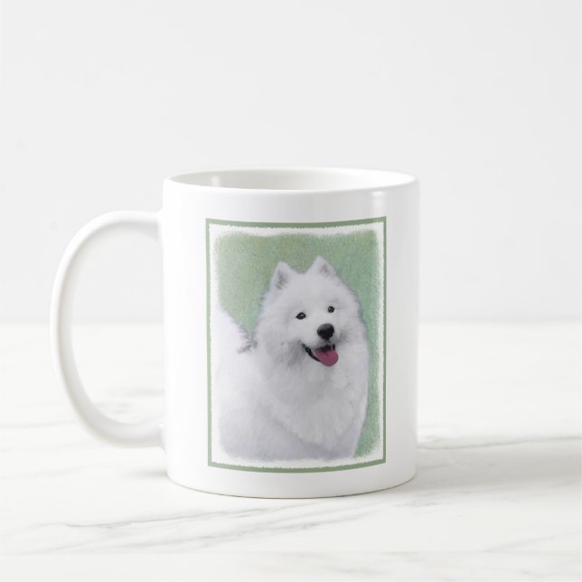 Samoyed Painting - Niedliche Original Dog Art Kaffeetasse (Links)