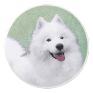 Samoyed Painting - Niedliche Original Dog Art Keramikknauf