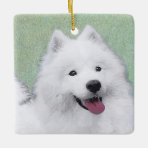 Samoyed Painting - Niedliche Original Dog Art Keramikornament