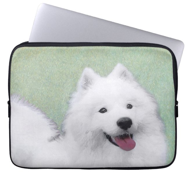Samoyed Painting - Niedliche Original Dog Art Laptopschutzhülle (Vorderseite)