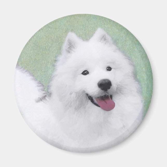 Samoyed Painting - Niedliche Original Dog Art Magnet (Vorne)