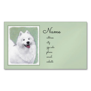 Samoyed Painting - Niedliche Original Dog Art Magnetische Visitenkarte