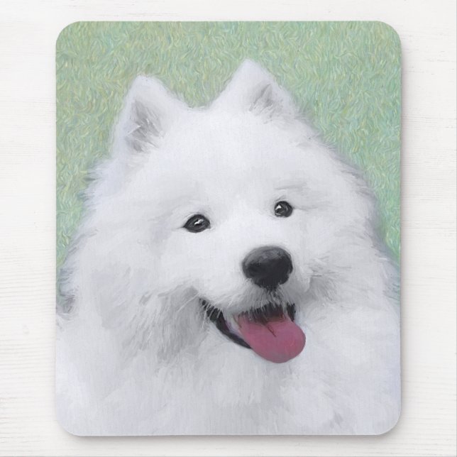 Samoyed Painting - Niedliche Original Dog Art Mousepad (Vorne)