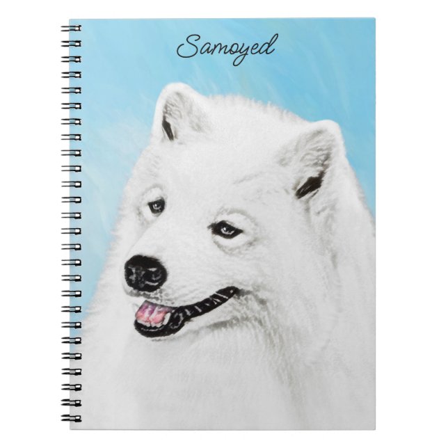 Samoyed Painting - Niedliche Original Dog Art Notizblock (Vorderseite)