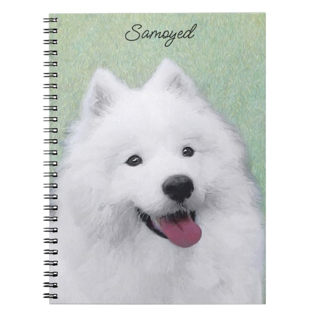 Samoyed Painting - Niedliche Original Dog Art Notizblock (Vorderseite)