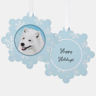 Samoyed Painting - Niedliche Original Dog Art Ornament Karte