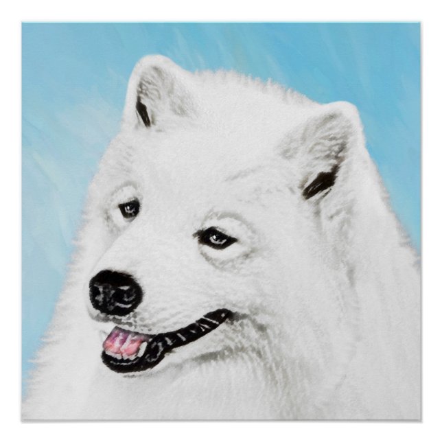 Samoyed Painting - Niedliche Original Dog Art Poster (Vorderseite)