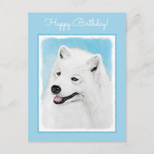 Samoyed Painting - Niedliche Original Dog Art Postkarte